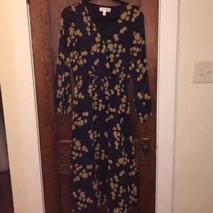 Navy bohemian long sleeve dress